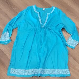 Tropical Escape Turquoise Cover Up
